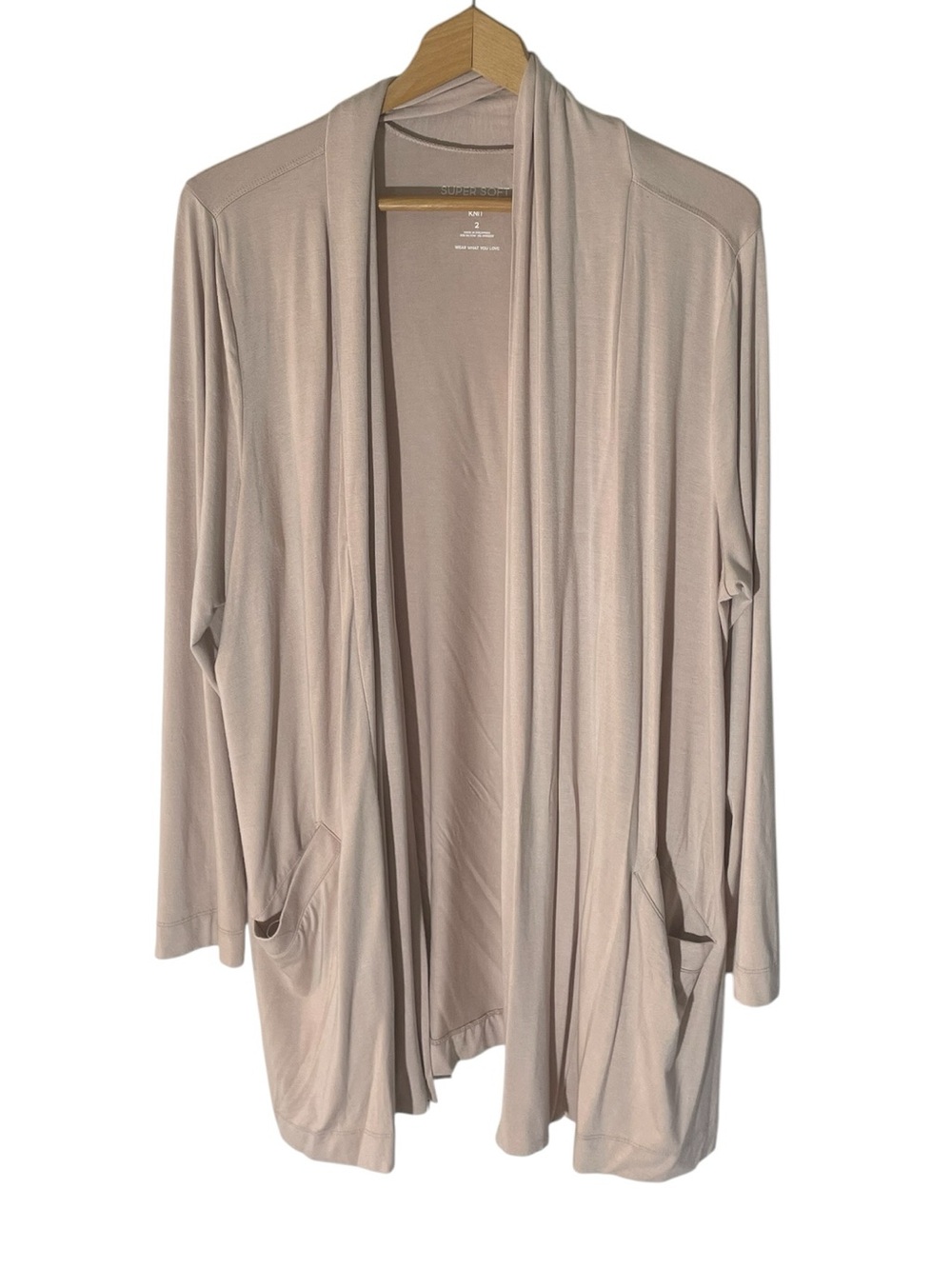 C4- torrid Light Beige Open-Front Draped Cardigan